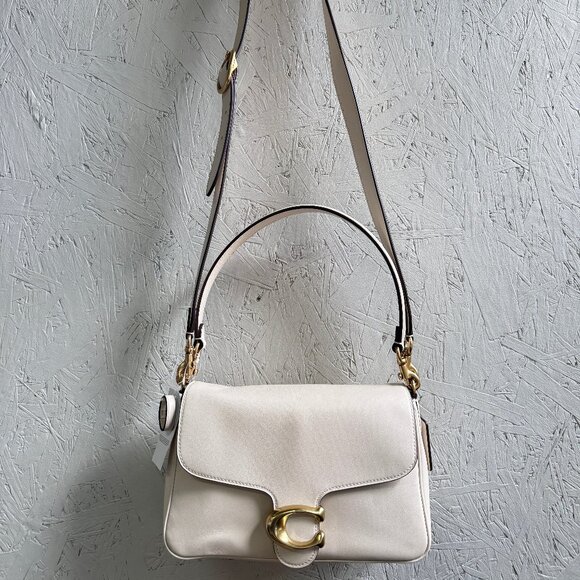 COACH Soft Tabby genuine leather shoulder crossbody + Dust bag  CHALK WHITE - Picture 2 of 16